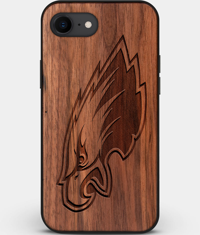 Best Custom Engraved Walnut Wood Philadelphia Eagles iPhone SE Case - Engraved In Nature