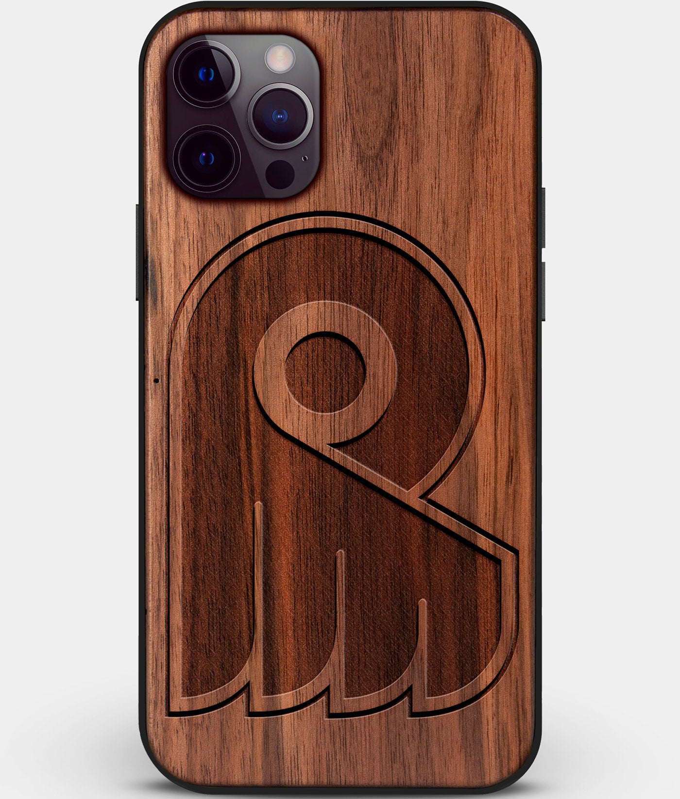 Custom Carved Wood Philadelphia Flyers iPhone 12 Pro Case | Personalized Walnut Wood Philadelphia Flyers Cover, Birthday Gift, Gifts For Him, Monogrammed Gift For Fan | by Engraved In Nature