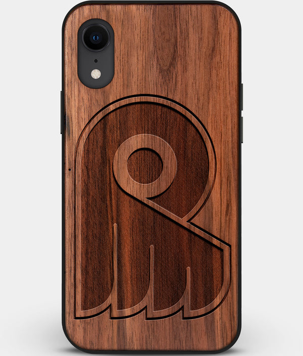 Custom Carved Wood Philadelphia Flyers iPhone XR Case | Personalized Walnut Wood Philadelphia Flyers Cover, Birthday Gift, Gifts For Him, Monogrammed Gift For Fan | by Engraved In Nature