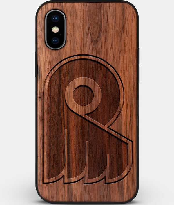 Custom Carved Wood Philadelphia Flyers iPhone XS Max Case | Personalized Walnut Wood Philadelphia Flyers Cover, Birthday Gift, Gifts For Him, Monogrammed Gift For Fan | by Engraved In Nature
