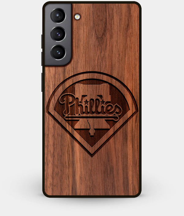 Best Walnut Wood Philadelphia Phillies Galaxy S21 Case - Custom Engraved Cover - Engraved In Nature