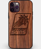 Custom Carved Wood Phoenix Suns iPhone 11 Pro Case | Personalized Walnut Wood Phoenix Suns Cover, Birthday Gift, Gifts For Him, Monogrammed Gift For Fan | by Engraved In Nature