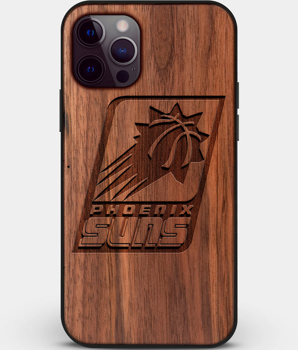 Custom Carved Wood Phoenix Suns iPhone 12 Pro Max Case | Personalized Walnut Wood Phoenix Suns Cover, Birthday Gift, Gifts For Him, Monogrammed Gift For Fan | by Engraved In Nature