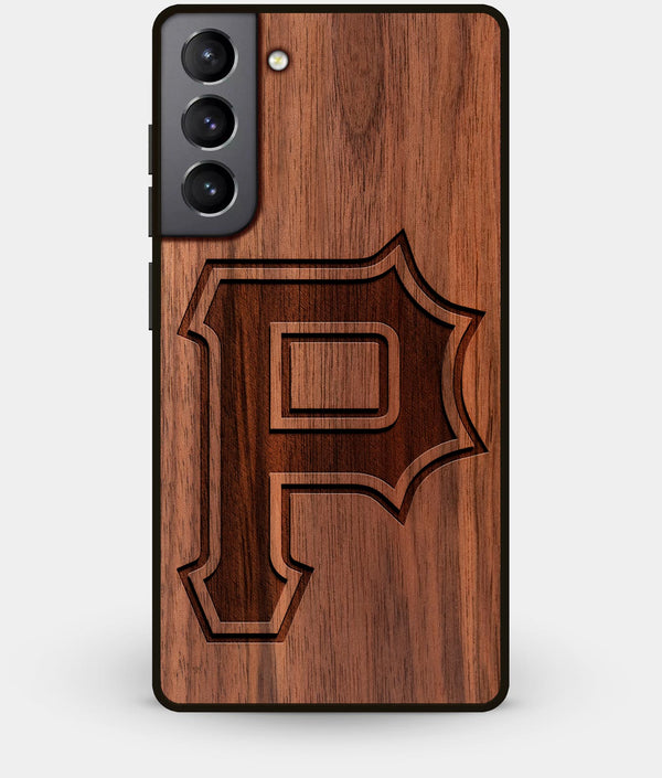 Best Walnut Wood Pittsburgh Pirates Galaxy S21 Case - Custom Engraved Cover - CoverClassic - Engraved In Nature