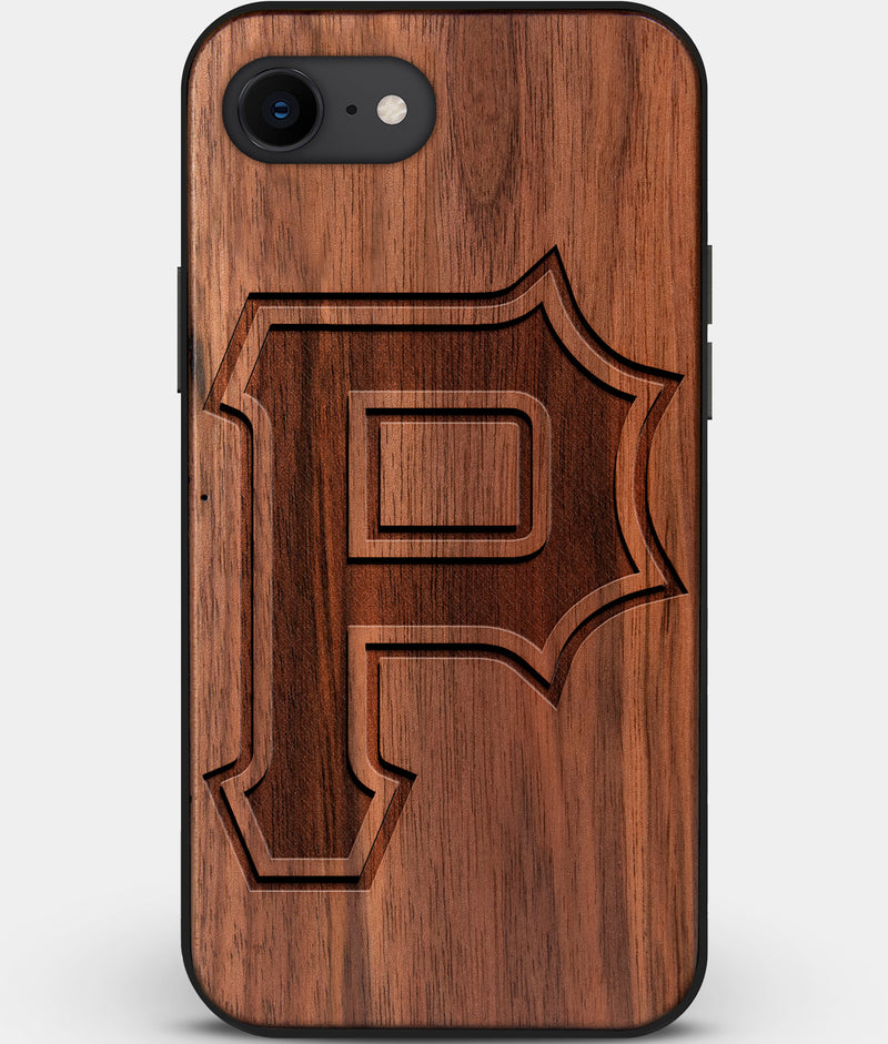 Best Custom Engraved Walnut Wood Pittsburgh Pirates iPhone SE Case Classic - Engraved In Nature