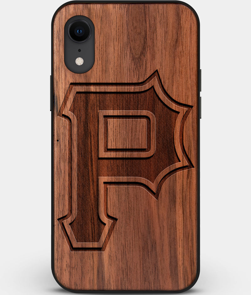 Custom Carved Wood Pittsburgh Pirates iPhone XR Case Classic | Personalized Walnut Wood Pittsburgh Pirates Cover, Birthday Gift, Gifts For Him, Monogrammed Gift For Fan | by Engraved In Nature