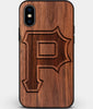 Custom Carved Wood Pittsburgh Pirates iPhone X/XS Case Classic | Personalized Walnut Wood Pittsburgh Pirates Cover, Birthday Gift, Gifts For Him, Monogrammed Gift For Fan | by Engraved In Nature