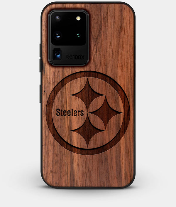 Best Custom Engraved Walnut Wood Pittsburgh Steelers Galaxy S20 Ultra Case - Engraved In Nature