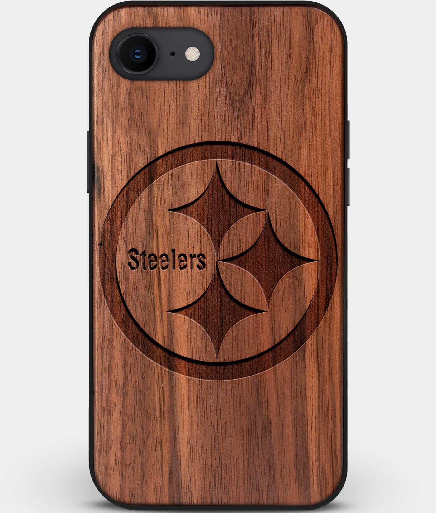 Best Custom Engraved Walnut Wood Pittsburgh Steelers iPhone SE Case - Engraved In Nature