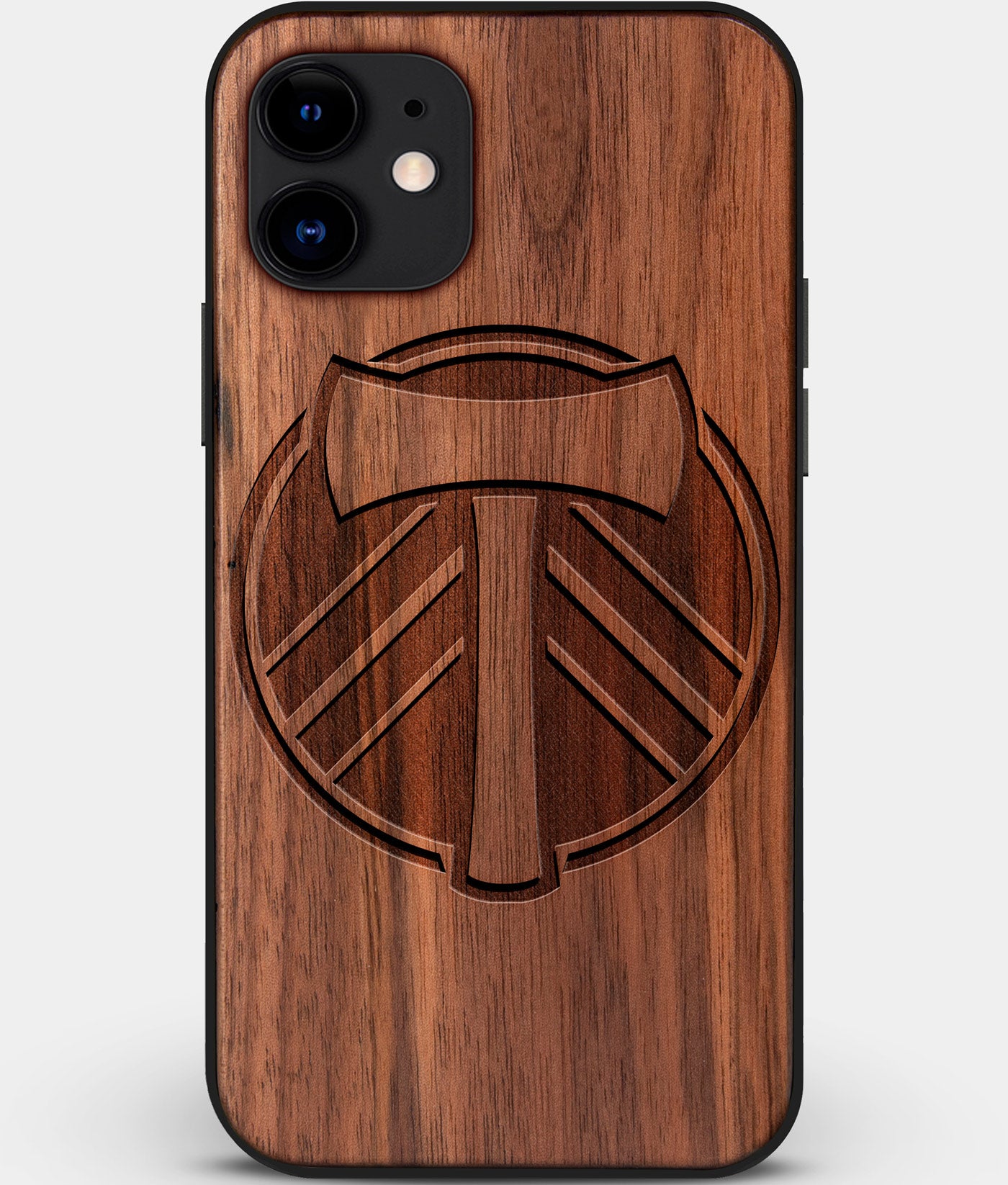 Custom Carved Wood Portland Timbers iPhone 11 Case | Personalized Walnut Wood Portland Timbers Cover, Birthday Gift, Gifts For Him, Monogrammed Gift For Fan | by Engraved In Nature