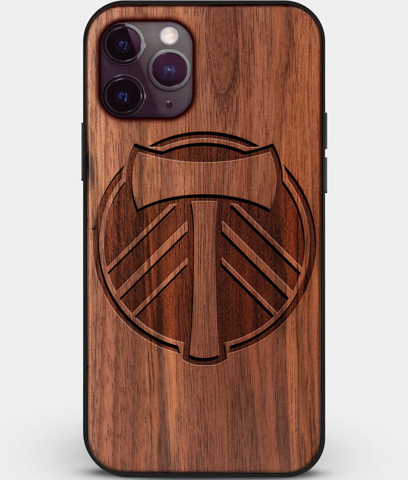Custom Carved Wood Portland Timbers iPhone 11 Pro Case | Personalized Walnut Wood Portland Timbers Cover, Birthday Gift, Gifts For Him, Monogrammed Gift For Fan | by Engraved In Nature