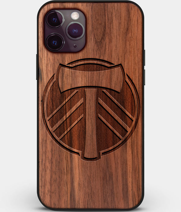 Custom Carved Wood Portland Timbers iPhone 11 Pro Max Case | Personalized Walnut Wood Portland Timbers Cover, Birthday Gift, Gifts For Him, Monogrammed Gift For Fan | by Engraved In Nature