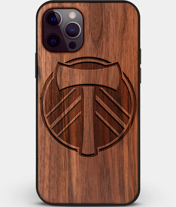Custom Carved Wood Portland Timbers iPhone 12 Pro Case | Personalized Walnut Wood Portland Timbers Cover, Birthday Gift, Gifts For Him, Monogrammed Gift For Fan | by Engraved In Nature