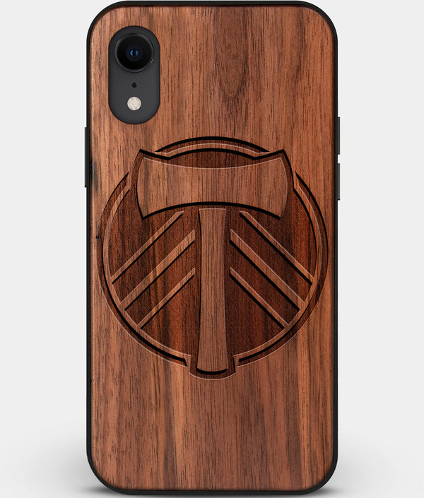 Custom Carved Wood Portland Timbers iPhone XR Case | Personalized Walnut Wood Portland Timbers Cover, Birthday Gift, Gifts For Him, Monogrammed Gift For Fan | by Engraved In Nature