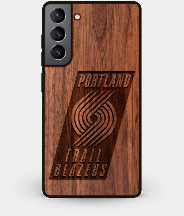 Best Walnut Wood Portland Trail Blazers Galaxy S21 Case - Custom Engraved Cover - Engraved In Nature