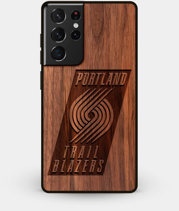 Best Walnut Wood Portland Trail Blazers Galaxy S21 Ultra Case - Custom Engraved Cover - Engraved In Nature