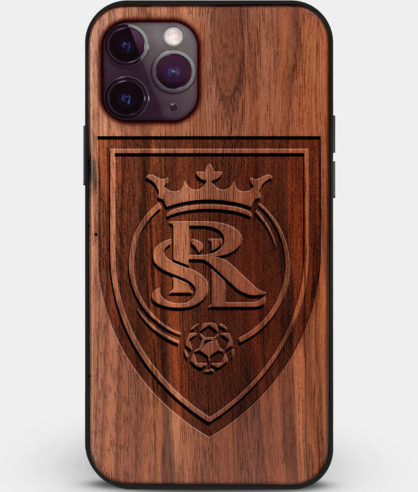 Custom Carved Wood Real Salt Lake iPhone 11 Pro Case | Personalized Walnut Wood Real Salt Lake Cover, Birthday Gift, Gifts For Him, Monogrammed Gift For Fan | by Engraved In Nature