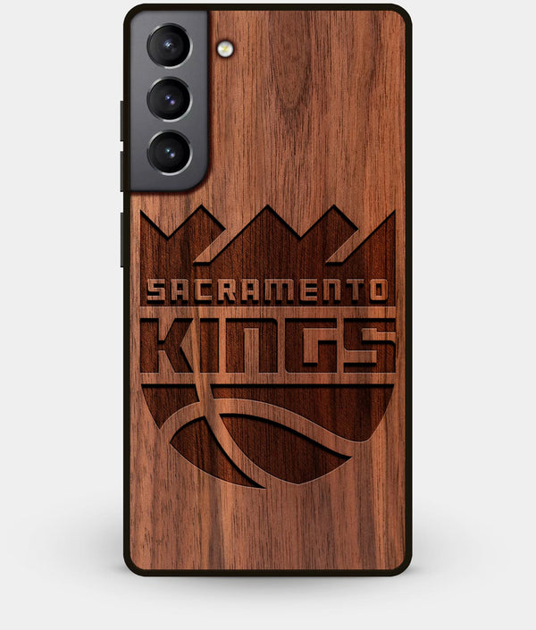 Best Walnut Wood Sacramento Kings Galaxy S21 Case - Custom Engraved Cover - Engraved In Nature