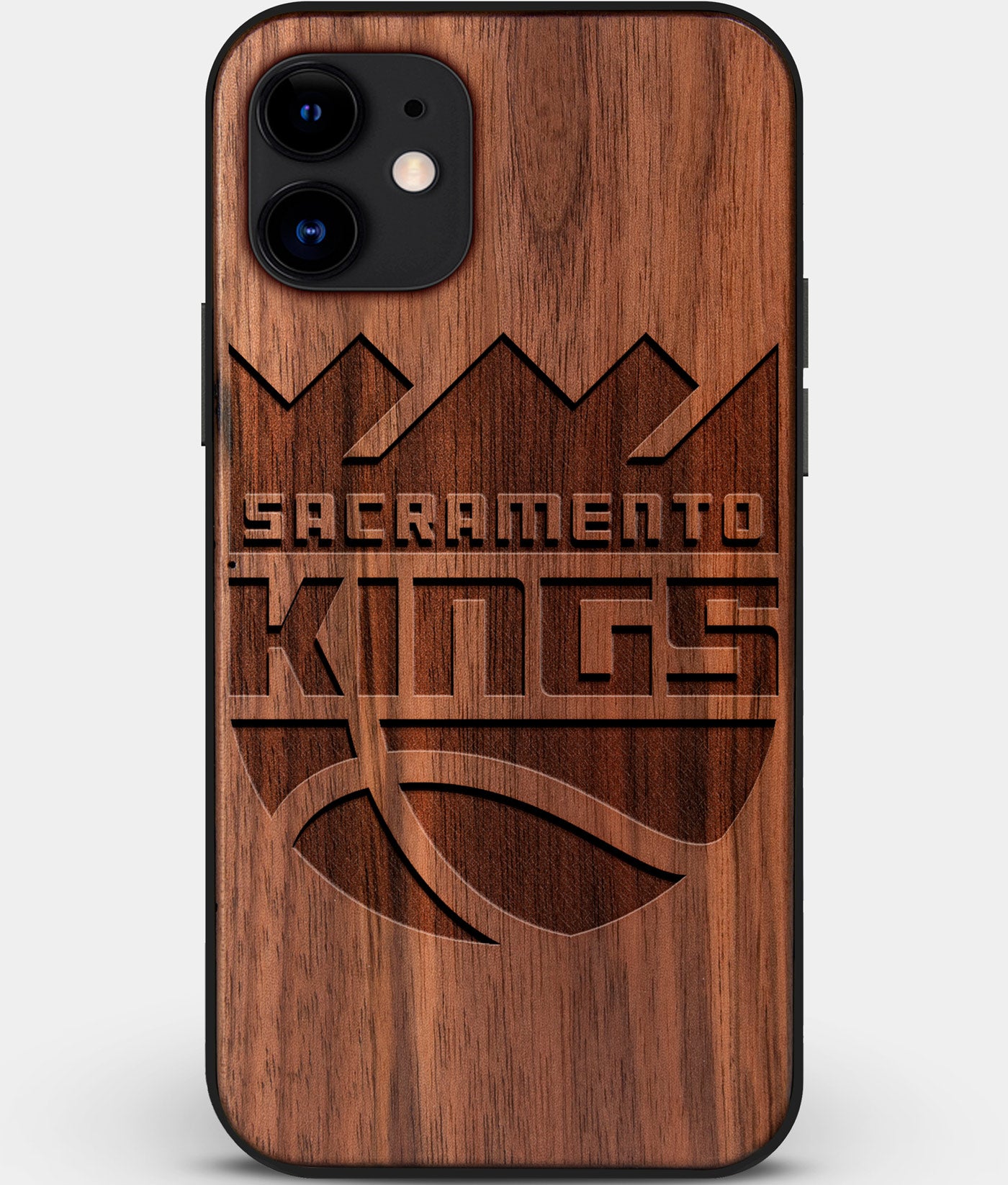 Custom Carved Wood Sacramento Kings iPhone 11 Case | Personalized Walnut Wood Sacramento Kings Cover, Birthday Gift, Gifts For Him, Monogrammed Gift For Fan | by Engraved In Nature