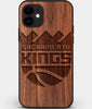 Custom Carved Wood Sacramento Kings iPhone 12 Mini Case | Personalized Walnut Wood Sacramento Kings Cover, Birthday Gift, Gifts For Him, Monogrammed Gift For Fan | by Engraved In Nature