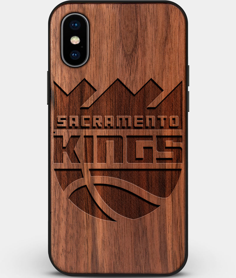 Custom Carved Wood Sacramento Kings iPhone X/XS Case | Personalized Walnut Wood Sacramento Kings Cover, Birthday Gift, Gifts For Him, Monogrammed Gift For Fan | by Engraved In Nature
