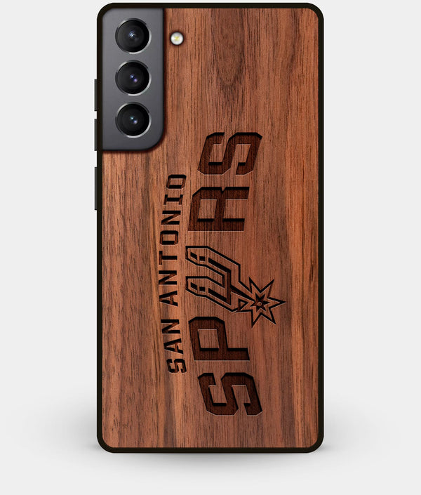 Best Walnut Wood San Antonio Spurs Galaxy S21 Case - Custom Engraved Cover - Engraved In Nature