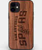 Custom Carved Wood San Antonio Spurs iPhone 11 Case | Personalized Walnut Wood San Antonio Spurs Cover, Birthday Gift, Gifts For Him, Monogrammed Gift For Fan | by Engraved In Nature
