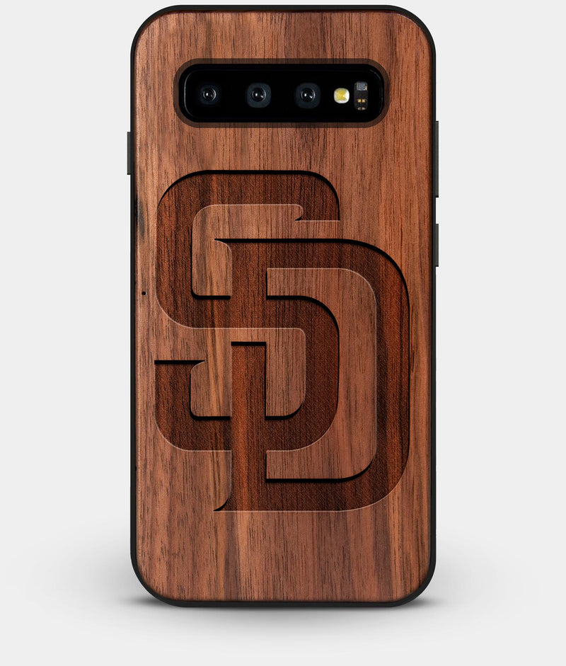 Best Custom Engraved Walnut Wood San Diego Padres Galaxy S10 Plus Case - Engraved In Nature