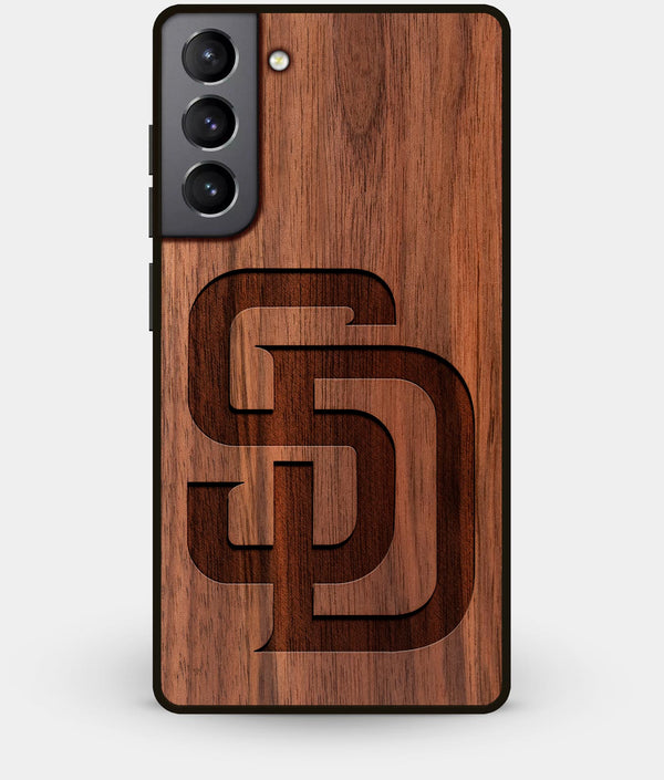 Best Walnut Wood San Diego Padres Galaxy S21 Case - Custom Engraved Cover - Engraved In Nature