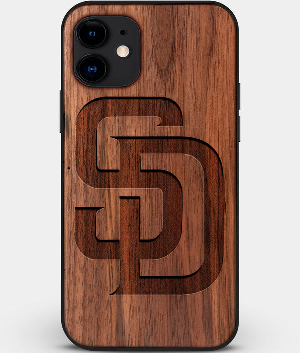 Custom Carved Wood San Diego Padres iPhone 11 Case | Personalized Walnut Wood San Diego Padres Cover, Birthday Gift, Gifts For Him, Monogrammed Gift For Fan | by Engraved In Nature