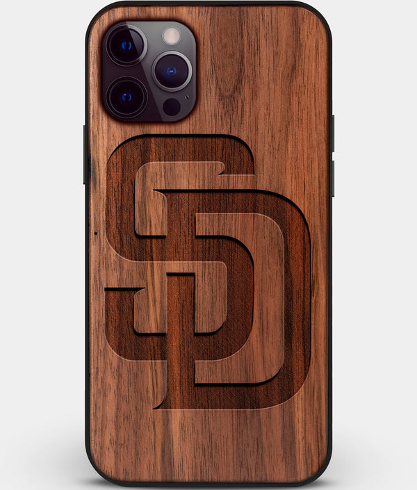 Custom Carved Wood San Diego Padres iPhone 12 Pro Case | Personalized Walnut Wood San Diego Padres Cover, Birthday Gift, Gifts For Him, Monogrammed Gift For Fan | by Engraved In Nature