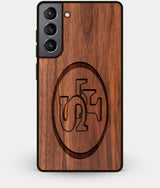 Best Walnut Wood San Francisco 49ers Galaxy S21 Case - Custom Engraved Cover - Engraved In Nature