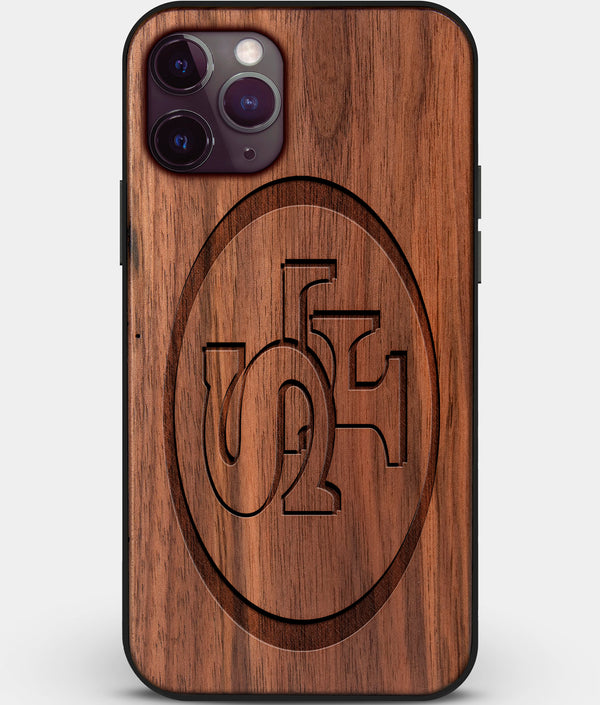 Custom Carved Wood San Francisco 49ers iPhone 11 Pro Max Case | Personalized Walnut Wood San Francisco 49ers Cover, Birthday Gift, Gifts For Him, Monogrammed Gift For Fan | by Engraved In Nature