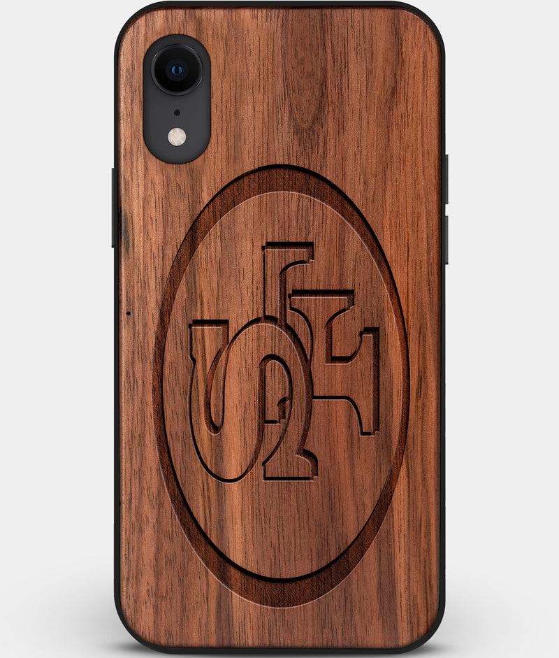 Custom Carved Wood San Francisco 49ers iPhone XR Case | Personalized Walnut Wood San Francisco 49ers Cover, Birthday Gift, Gifts For Him, Monogrammed Gift For Fan | by Engraved In Nature