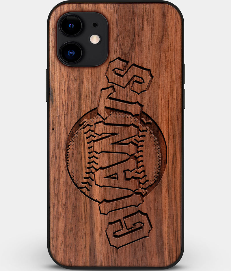 Custom Carved Wood San Francisco Giants iPhone 11 Case | Personalized Walnut Wood San Francisco Giants Cover, Birthday Gift, Gifts For Him, Monogrammed Gift For Fan | by Engraved In Nature