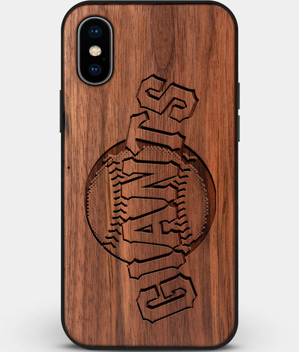 Custom Carved Wood San Francisco Giants iPhone X/XS Case | Personalized Walnut Wood San Francisco Giants Cover, Birthday Gift, Gifts For Him, Monogrammed Gift For Fan | by Engraved In Nature