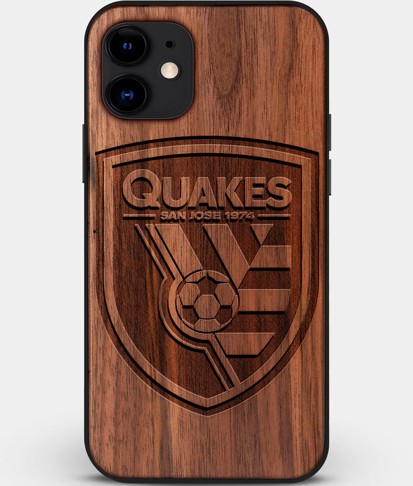 Custom Carved Wood San Jose Earthquakes iPhone 12 Mini Case | Personalized Walnut Wood San Jose Earthquakes Cover, Birthday Gift, Gifts For Him, Monogrammed Gift For Fan | by Engraved In Nature