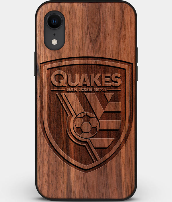Custom Carved Wood San Jose Earthquakes iPhone XR Case | Personalized Walnut Wood San Jose Earthquakes Cover, Birthday Gift, Gifts For Him, Monogrammed Gift For Fan | by Engraved In Nature