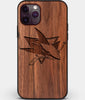 Custom Carved Wood San Jose Sharks iPhone 11 Pro Case | Personalized Walnut Wood San Jose Sharks Cover, Birthday Gift, Gifts For Him, Monogrammed Gift For Fan | by Engraved In Nature