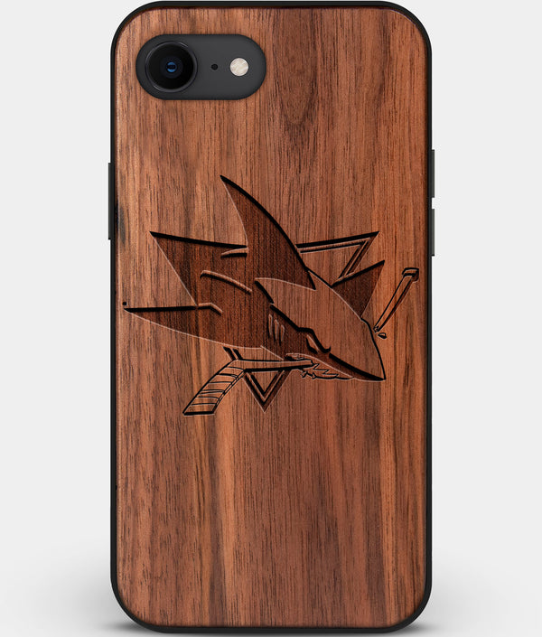 Best Custom Engraved Walnut Wood San Jose Sharks iPhone SE Case - Engraved In Nature