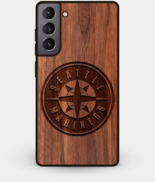 Best Walnut Wood Seattle Mariners Galaxy S21 Case - Custom Engraved Cover - Engraved In Nature