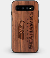 Best Custom Engraved Walnut Wood Seattle Seahawks Galaxy S10 Plus Case - Engraved In Nature