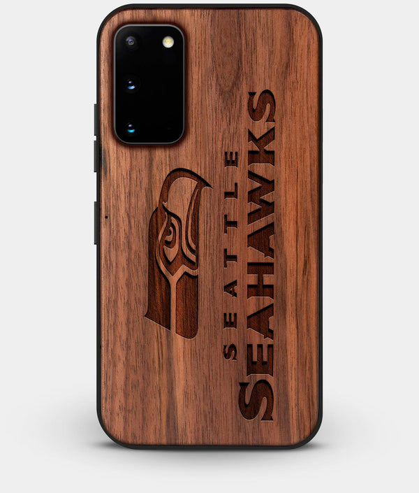 Best Walnut Wood Seattle Seahawks Galaxy S20 FE Case - Custom Engraved Cover - Engraved In Nature