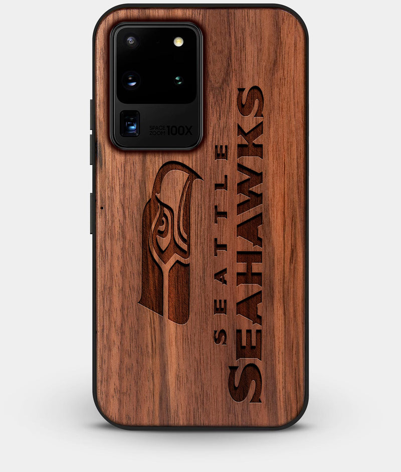Best Custom Engraved Walnut Wood Seattle Seahawks Galaxy S20 Ultra Case - Engraved In Nature