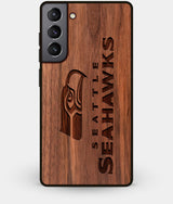 Best Walnut Wood Seattle Seahawks Galaxy S21 Case - Custom Engraved Cover - Engraved In Nature