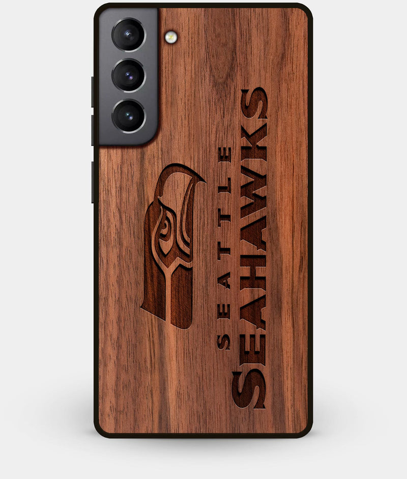 Best Walnut Wood Seattle Seahawks Galaxy S21 Case - Custom Engraved Cover - Engraved In Nature
