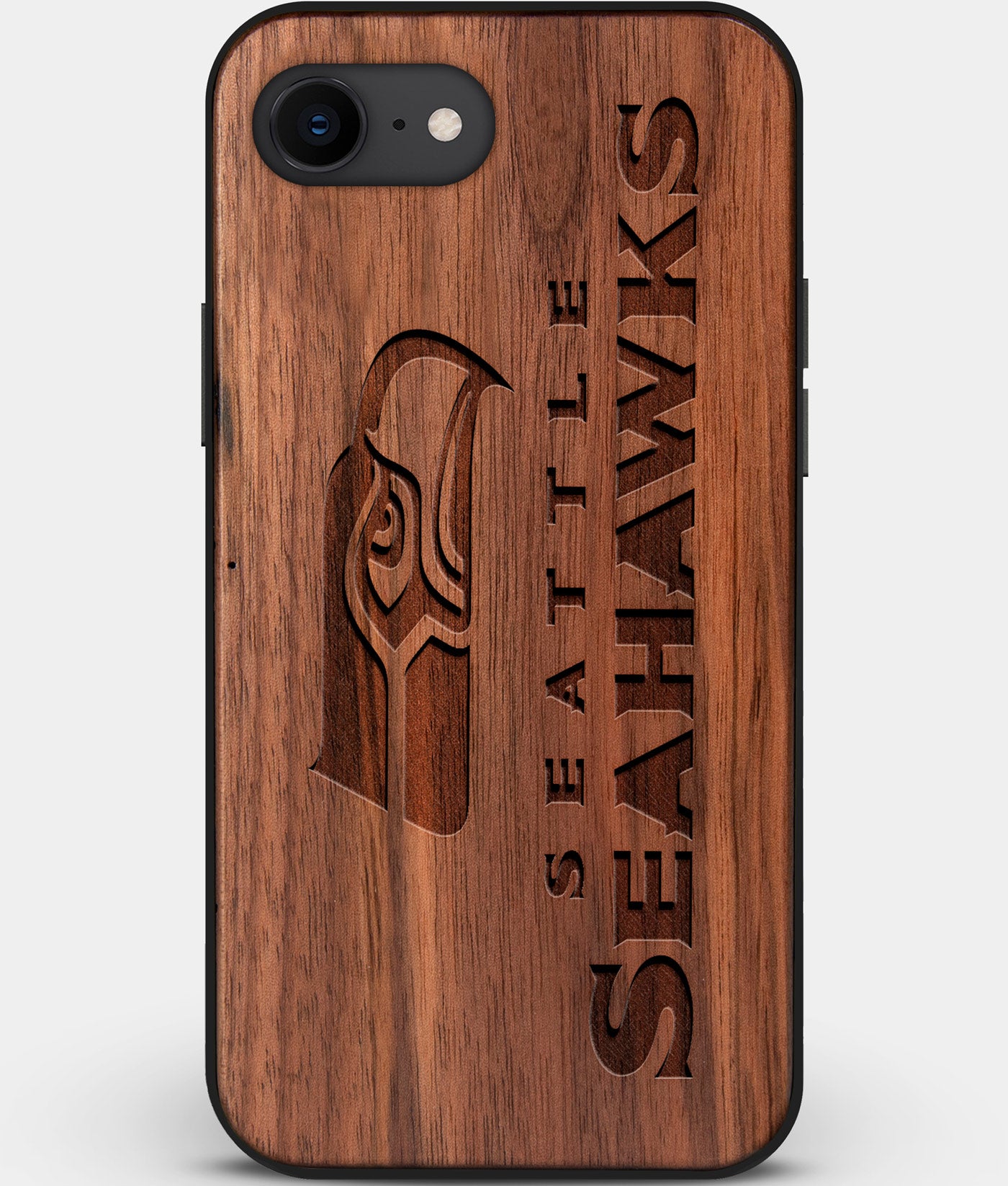 Best Custom Engraved Walnut Wood Seattle Seahawks iPhone SE Case - Engraved In Nature