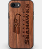 Best Custom Engraved Walnut Wood Seattle Seahawks iPhone SE Case - Engraved In Nature