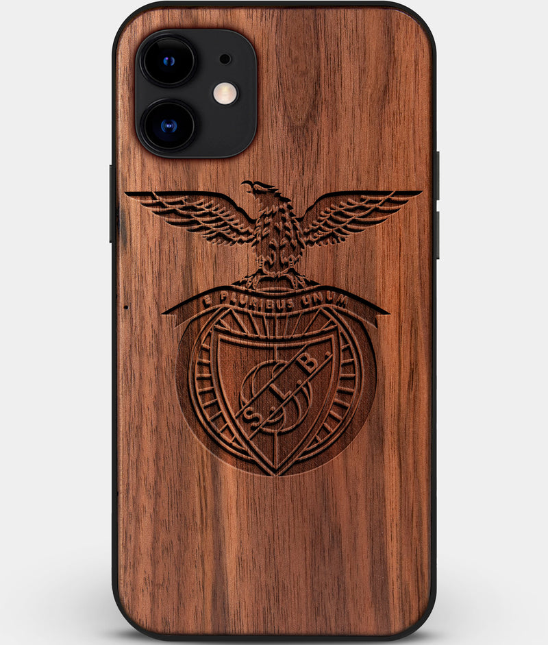 Custom Carved Wood S.L. Benfica iPhone 11 Case | Personalized Walnut Wood S.L. Benfica Cover, Birthday Gift, Gifts For Him, Monogrammed Gift For Fan | by Engraved In Nature