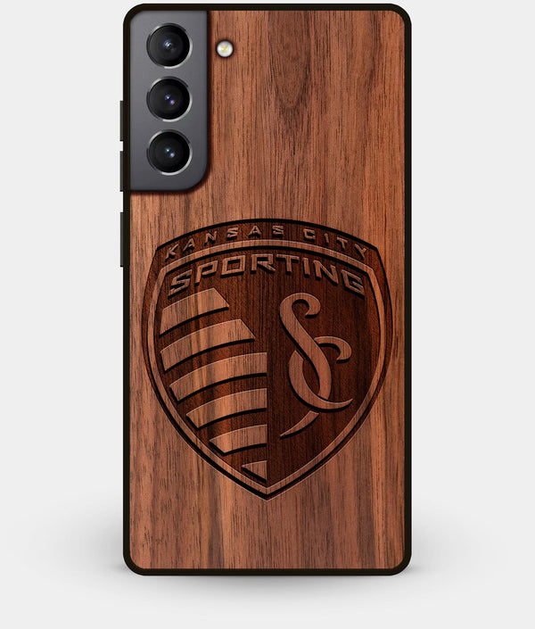 Best Walnut Wood Sporting Kansas City Galaxy S21 Case - Custom Engraved Cover - Engraved In Nature